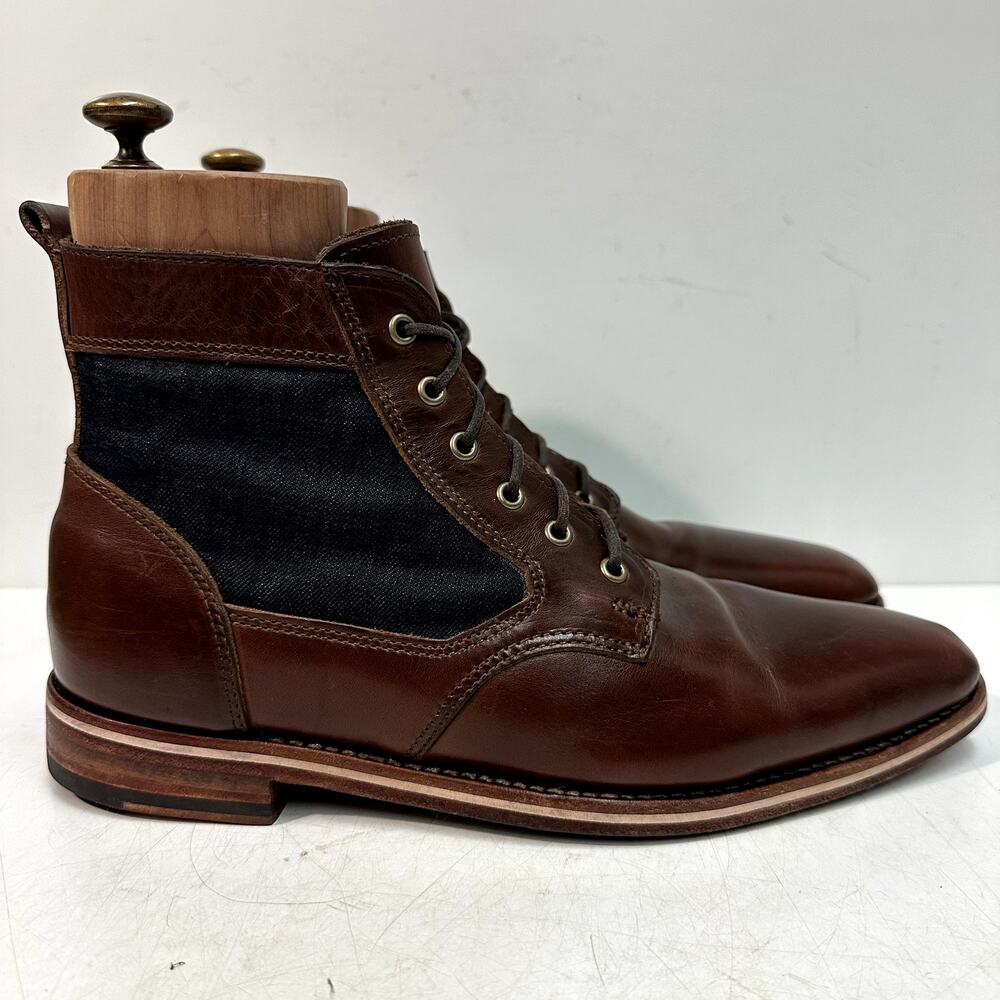 NEW HEELS Rancourt & Co. x Helm Sam Boot Ray-Ray Horween Cone Denim USA 10 D